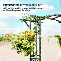 Outsunny Garden Arch Outdoor Trellis Arbor with Extended Top, 66.9" x 15.7" x 90.6", Black(m-7)