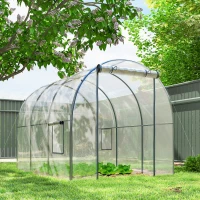 Outsunny Polytunnel Greenhouse with Roll-up Door and Mesh Window, Walk-in Grow House Tent with Steel Frame, 3 x 2 x 2 m, Clear(m-8)