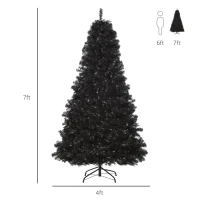 HOMCOM 7ft Artificial Christmas Tree Unlit Douglas Fir with Realistic Branches and 1346 Tips, Black Halloween Style(m-3)
