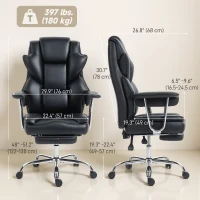 HOMCOM Big and Tall Office Chair, 400 lbs Overstuffed Desk Chair with Shaped Foam, Reclining Backrest, PU Leather(m-3)