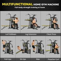 Soozier All-in-One Smith Machine, Multi Home Gym Workout Station with Weight Stack and Pulley System for Full Body Training(m-4)
