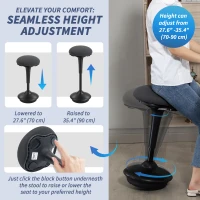 HOMCOM Swivel Standing Desk Chair, Backless Wobble Stool Chair, Adjustable Active Ergonomic Standing Stool with Rocking Motion(m-4)
