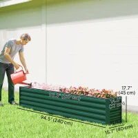 Outsunny 8 x 1.3 x 1.5ft Galvanized Raised Garden Bed, Reinforced Outdoor Planter Box with Open Bottom, Green(m-3)