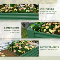 Outsunny 6 x 3 x 1ft Galvanized Raised Garden Bed, Reinforced Outdoor Planter Box with Open Bottom, Green(m-7)