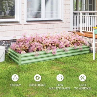 Outsunny 95" x 36" x 12" Galvanized Raised Garden Bed, Metal Elevated Planter Box for Growing Flowers, Herbs, Succulents, Green(m-6)