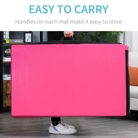 Soozier 4'x10'x2'' Folding Gymnastics Tumbling Mat, Exercise Mat  with Carrying Handles for Yoga, MMA, Martial Arts, Stretching, Core Workouts, Pink(m-5)