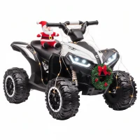 Aosom 12V Kids ATV Quad Car with Forward & Backward Function, Four Wheeler for Kids with Wear-Resistant Wheels, Music, Electric Ride-on ATV for Toddlers Ages 3+ Years Old, White(m-11)