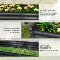 Outsunny 6 x 3 x 1ft Galvanized Raised Garden Bed, Reinforced Outdoor Planter Box with Open Bottom, Dark Grey(m-7)