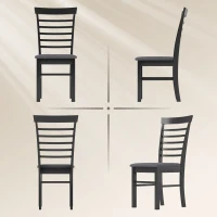 HOMCOM Wooden Dining Chairs Set of 4, Farmhouse Upholstered Kitchen Chairs with Rubber Wood Frame, Black and Gray(m-7)