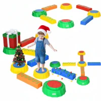 Outsunny 8pcs Balance Beam for Kids, 4 Sensory Pads and 4 Beams with Non-slip Surface & Bottom, Stackable Stepping Stones Kids for Boys Girls 3-6 Years, Multicoloured(m-2)