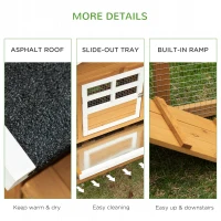 PawHut 79" Wooden Chicken Coop, Outdoor Hen House, Poultry Habitat with Removable Tray, Nesting Box, Run, Ramp, Brown(m-7)