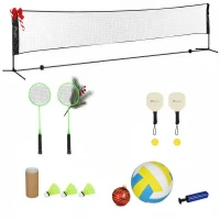 Soozier All-in-1 Badminton Set, Height Adjustable for Pickleball, Volleyball, Badminton, Backyard, Beach, Driveway Game(m-11)