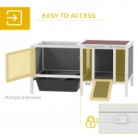 PawHut Rabbit Hutch, Wooden Guinea Pig Cage with Run, Openable Top, Pull Out Tray and Ramp, Water-Resistant Roof, Grey(m-7)