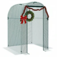 Outsunny Galvanized Steel Crop Cage, Plant Protection Tent with Zippered Door, 4' x 4', Green(m-11)