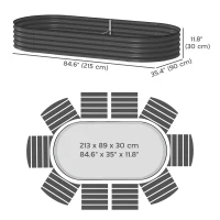 Outsunny 7' x 3' x 1' Large Outdoor Planter Box, Galvanized Raised Garden Bed with Metal Plant Stake, Dark Grey(m-3)