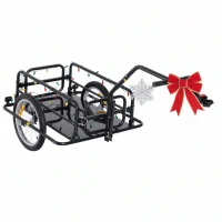 Aosom Foldable Bike Cargo Trailer Cart with Hitch, 88 lbs. Capacity, Black(m-1)