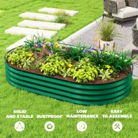 Outsunny 5' x 3' x 1' Large Outdoor Planter Box, Galvanized Raised Garden Bed with Metal Plant Stake, Green(m-7)