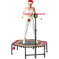 Soozier 45" Rebounder Trampoline for Adults, Quiet Bungee Rebounder with LED Lights and Adjustable Handle, Pink(m-11)
