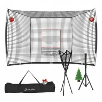 Soozier Softball and Baseball Net with Strike Zone, Tee, Caddy, and Portable Carry Bag for Pitching and Hitting Training(m-1)