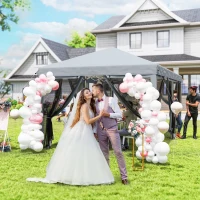 Outsunny 10' x 20' Pop Up Canopy Tent Gazebo with Removable Mesh Sidewall Netting, Carry Bag for Backyard Patio Outdoor, Grey(m-9)