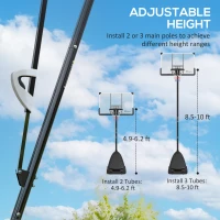 Soozier 4.9-10' Basketball Stand, Freestanding Basketball System with 44" Shatterproof Backboard, Rebound System and Wheels(m-4)