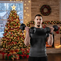 Soozier Hex Rubber Dumbbell Set for No Rolling(m-2)