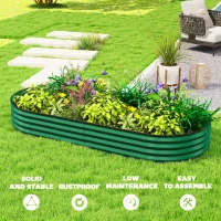 Outsunny 7' x 3' x 1' Large Outdoor Planter Box, Galvanized Raised Garden Bed with Metal Plant Stake, Green(m-7)