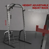 Soozier Power Cage Power Rack with 15-Level Squat Rack, Cable Pulley System, Pull up Stand and Push up Stand(m-6)