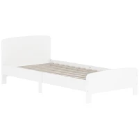 Qaba Bed Frame for Girls and Boys, Bedroom Furniture, White(m-11)