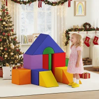 Soozier 11 Piece Soft Play Blocks Kids Climb and Crawl Gym Toy Foam Building Light Colour(m-1)