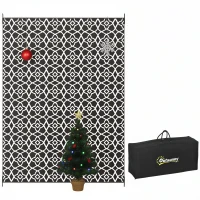 Outsunny Reversible Outdoor Rug Carpet RV Camping Rugs with Carry Bag, 9' x 12', Black & White Clover(m-11)