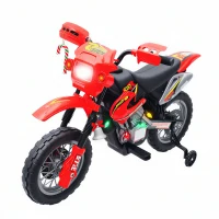 Aosom 6V Kids Motorcycle, Electric Motorcycle with Dirt Bike Style, Street Bike Design Battery Powered Ride On Toy with Training Wheels, Headlight, Music, Ages 5-8, Red(m-1)