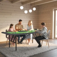 Soozier Poker Table Foldable, 72" Portable Casino Blackjack Table for 8 Players with Felt Surface, Cup Holders, Green(m-10)