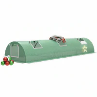 Outsunny Mini Greenhouse with 5 Mesh Windows, Portable Plant Hot House with PE Cover and Steel Frame, 10' x 3' x 2' , Green(m-11)