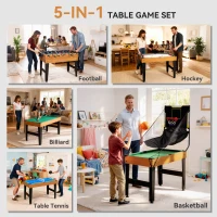 Soozier 53 in 5-in-1 Combo Multi Game Table with Foosball, Pool, Hockey, Table Tennis, Basketball for Kids and Adults(m-4)