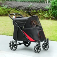 PawHut One-Click Foldable Dog Stroller for M, L Dogs, Pet Stroller, Black(m-10)