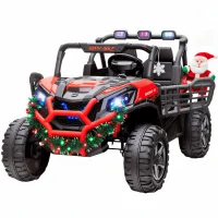 Qaba 2 Seater 24V Kids Electric Car w/ Remote Control, 3 Speed, LED Lights, Music, Horn, Spring Suspension, Slow Start, Red(m-11)