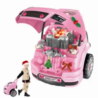 Qaba Mechanic Kids Truck Engine Toy Set, Car Service Play Set, Pink(m-11)