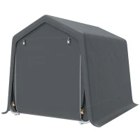 Outsunny 7.9' x 6.6' Garden Storage Tent, Patio Storage Shelter w/ Metal Frame and Double Zipper Doors, Dark Grey(m-2)