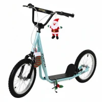 Aosom Youth Scooter Kick Scooter for Kids 5+, Max Load 220 LBS., with Adjustable Handlebar, 16" Inflatable Wheels, Dual Brakes, Blue(m-1)