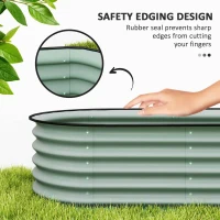 Outsunny Galvanized Raised Garden Beds with Arch Trellis, Metal Planter Box with Climbing Net, Rubber Strap Edging, Open Bottom(m-7)