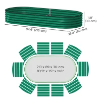 Outsunny 7' x 3' x 1' Large Outdoor Planter Box, Galvanized Raised Garden Bed with Metal Plant Stake, Green(m-3)