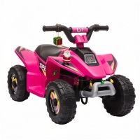 Aosom 6V Kids ATV 4-Wheeler Ride on Car, Electric Motorized Quad Battery Powered Vehicle with Forward/Reverse Switch for 18-36 Months Old Toddlers, Pink