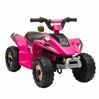 Aosom 6V Kids ATV 4-Wheeler Ride on Car, Electric Motorized Quad Battery Powered Vehicle with Forward/Reverse Switch for 18-36 Months Old Toddlers, Pink(m-1)