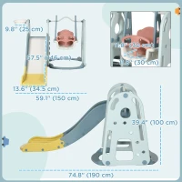 Qaba 4 in 1 Kids Slide and Swing Set with Basketball Hoop Adjustable Height Water-fillable Base Toddler Climber Playset Playground Activity Center Indoor Outdoor Exercise Toy(m-3)