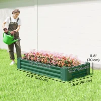 Outsunny 6 x 3 x 1ft Galvanized Raised Garden Bed, Reinforced Outdoor Planter Box with Open Bottom, Green(m-3)