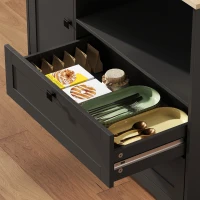 HOMCOM Kitchen Pantry Cabinet, 64" Tall Kitchen Hutch with 3 Cabinets, 2 Drawers, Adjustable Shelves, Microwave Stand, Black(m-10)