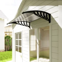 Outsunny Awning Door Canopy, 40.6" x 38" Polycarbonate Front Door Outdoor Patio Cover with Hollow Sheet for UV Protection, Clear(m-10)