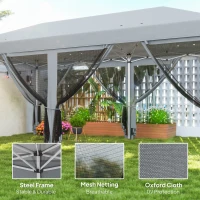 Outsunny 10' x 20' Pop Up Canopy Tent with Netting, Heavy Duty Instant Sun Shelter, Large Tents for Parties with Carry Bag for Outdoor, Garden, Patio, Gray(m-4)