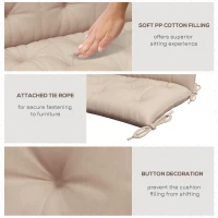 Outsunny 2 Seater Garden Bench Cushion, Soft Thick Outdoor Non-Slip 2 Seater Soft Pad With Backrest for Garden Patio, 47" x 43" x 5", Khaki(m-6)